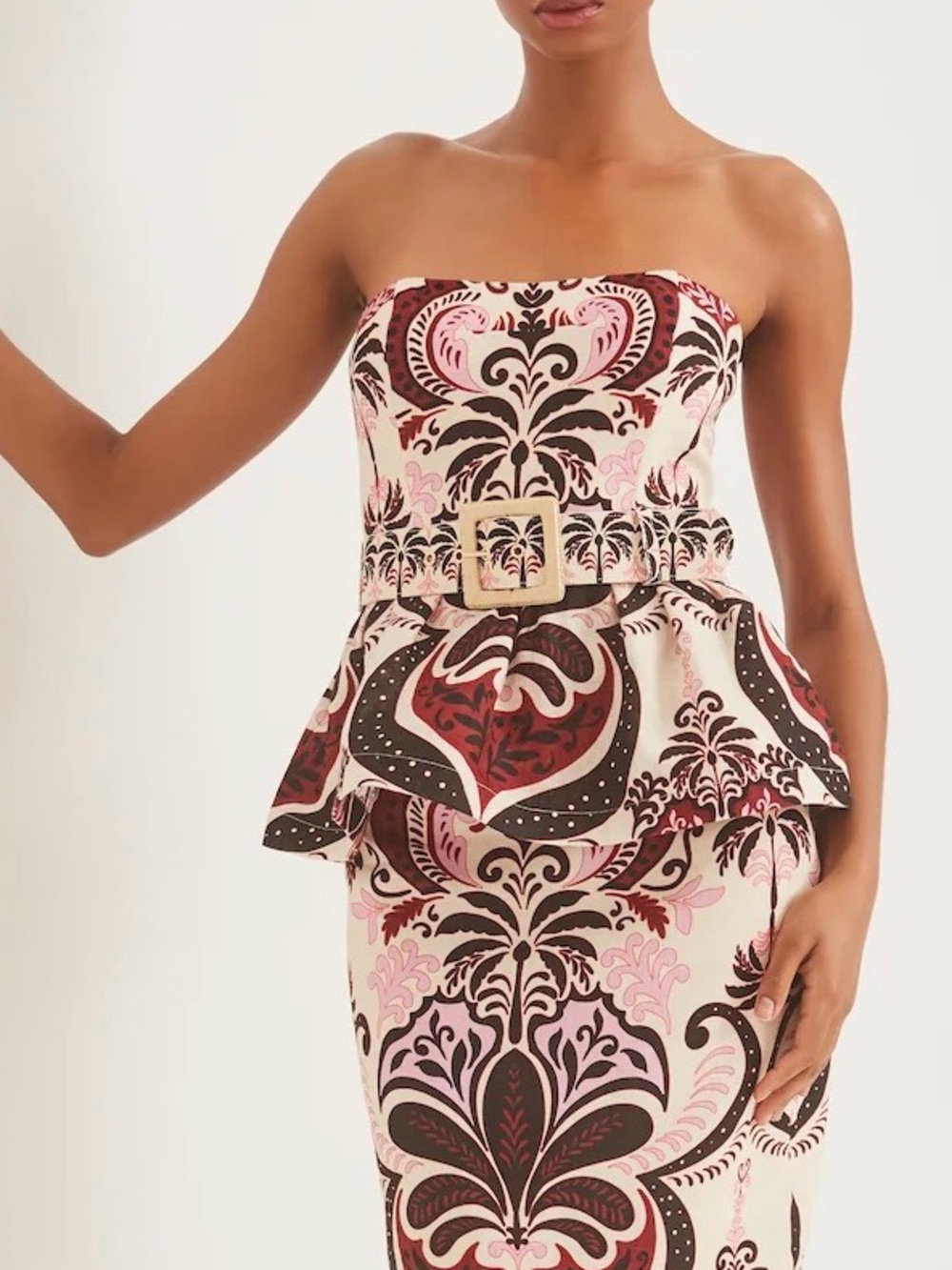 Cara Cara Tilde Top peplum strapless top with belt
